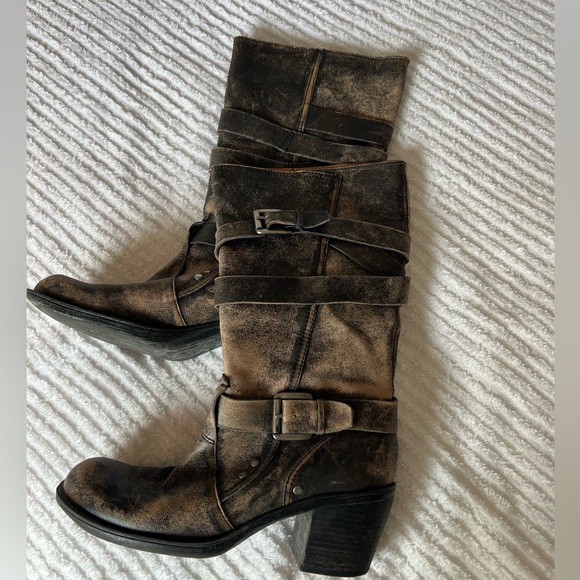 Leather brown and black moto boot size 7, gorgeous condition and boot - Picture 1 of 6